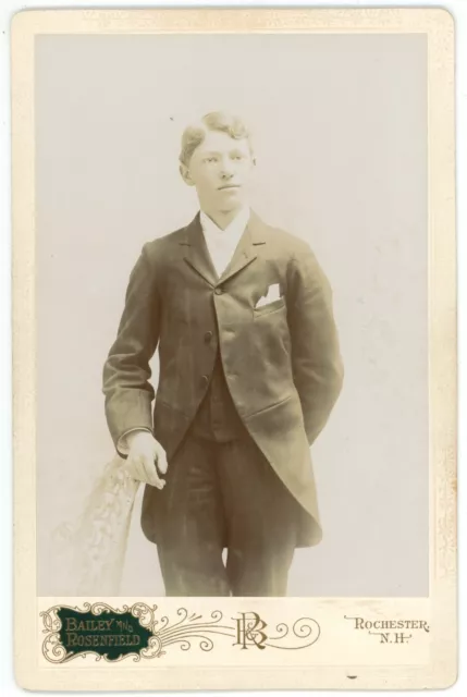 Antique Circa 1880s Cabinet Card Handsome Young Man in Suit Rochester, NH