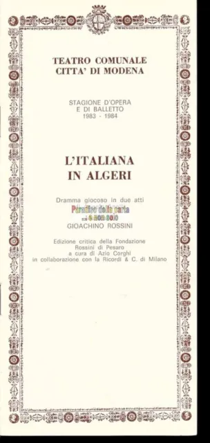 Teatro Comunale Modena Stagione Opera E Balletto 1983/1984, L'italiana In Algeri