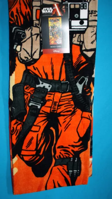 Star Wars Beach Towel Heros The Force Awakens Cotton Disney 2016 28" x 58" NEW 2