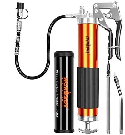 Grease Gun, 7000 PSI Heavy Duty Pistol Grip Grease Gun with 14 OZ. Grease & 18"