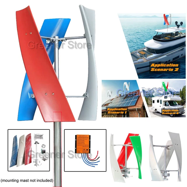 3000W 12V 24V 48V Vertical Axis Wind Turbine Generator Mppt Charge ...