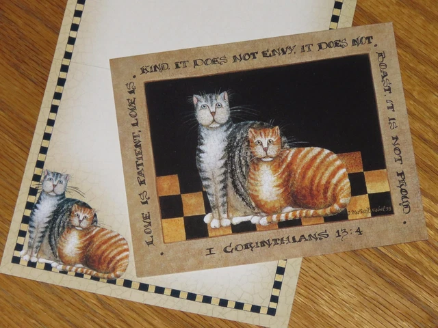 D. Masters Kriebel  Art - Love Is Patient - Cats - Vintage Lang Note Card 4ct