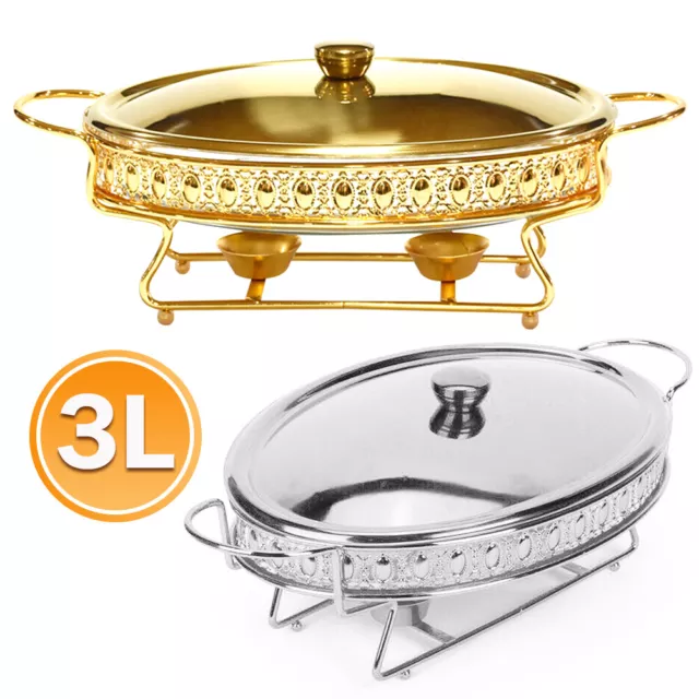 3L Buffet Pot Glass Alcohol Stove Commercial Hotel Household Oval Chafing Dishes