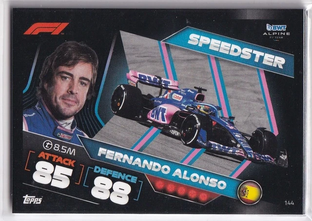 Topps F1 Turbo Attax 2022 Formule 1 Carte Numéro 144 Speedster Fernando Alonso