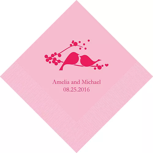 100 Love Birds Personalized Wedding Luncheon Napkins