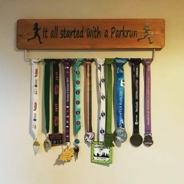 Parkrun GB Medal Display Board Hanger Oak 70cm