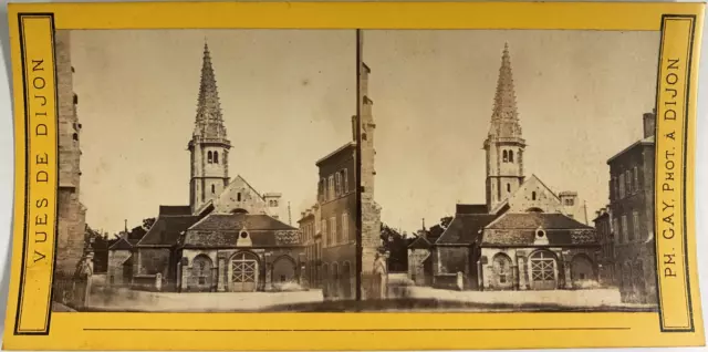 France, Dijon, Église Saint Philibert, vintage print, ca.1875, stéréo Tirage vin