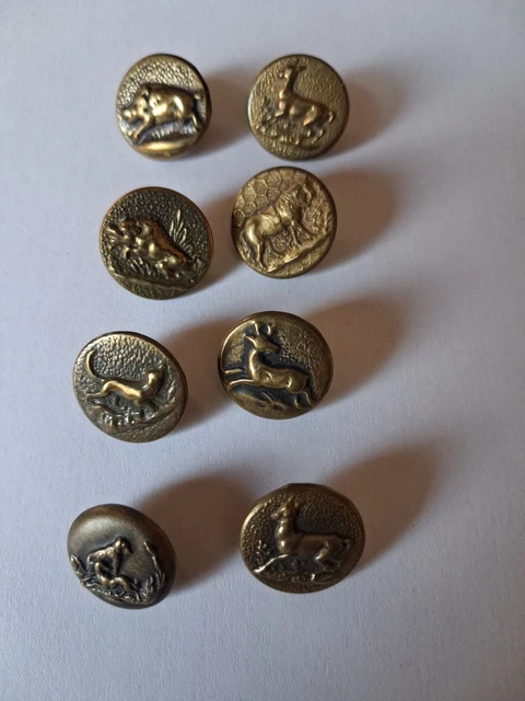 Bouton Ancien De Collection - Chasse Et Vénerie - Anglais - 14 Mm - Métal Doré - Occasion