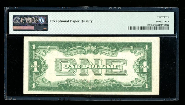 DBR 1928-A $1 Silver Funnyback Fr. 1601 AB Block PMG 35 EPQ Serial A19214829B 2
