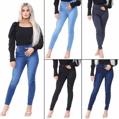 Enzo Femmes Étroit Jegging Taille Haute Taille Slim Fit Leggings Jeans