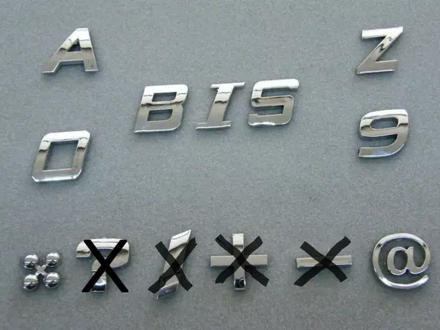 verchromte Klebebuchstaben Buchstaben chrom selbstklebend 3D erhaben