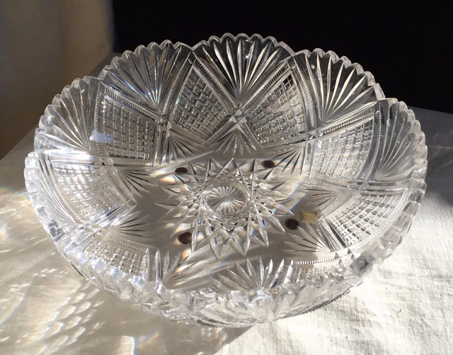 American Brilliant Bergen "Meriden"  Cut Glass Low Bowl, late 1800's.