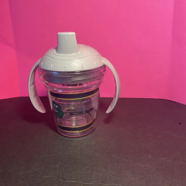 Tervis Notre Dame Double Handled Screw Lid Childs Sippy Cup EUC