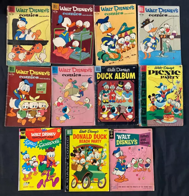 Gold Key, Dell Walt Disney 11 Comic Book Lot Low To G-Vg 1960'S Most Donald Duck