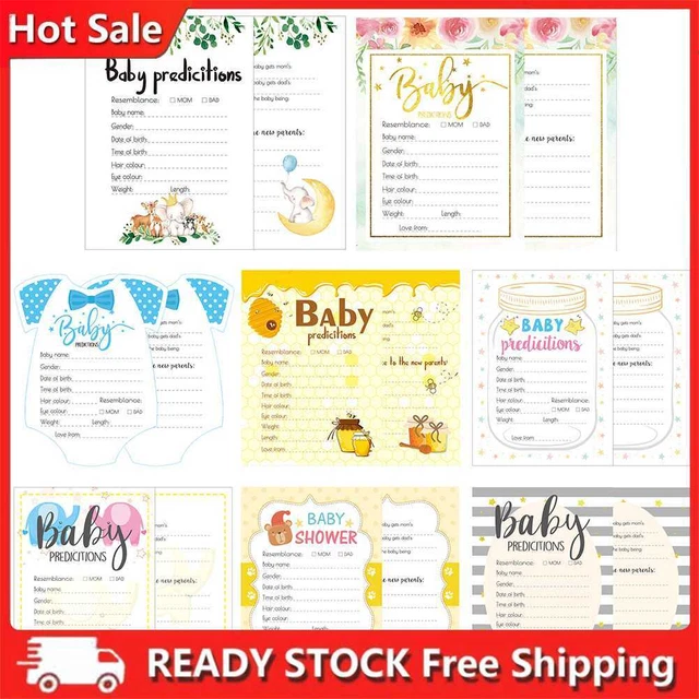 10x schede di previsione consigli per gioco baby shower nuovo libro consigli messaggio genitore