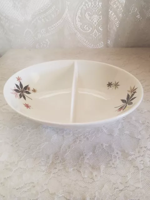 Vintage - 9"x7 1/8" Oval Divided Bowl- Peter Terris Shenango China Calico Leaves