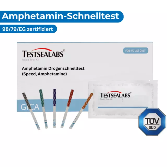 1 - 100 Stück | Amphetamin Drogenschnelltest (Speed, Amphetamine), 300 ng/m