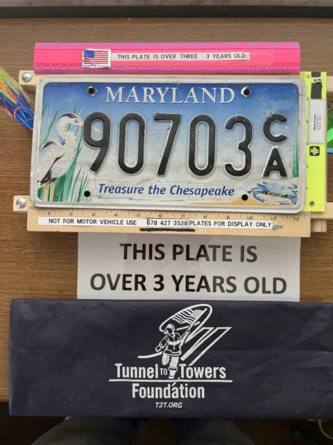 Help TUNNELTOTOWERS BUYVINTAGE  MARYLAND LICENSE PLATE. TREASURE THE CHESAPEAKE!