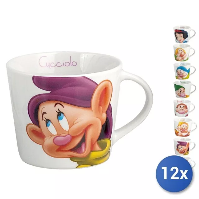 12x Cups Jumbo Disney Sieben Kurz Porzellan Cc430, Rhombus