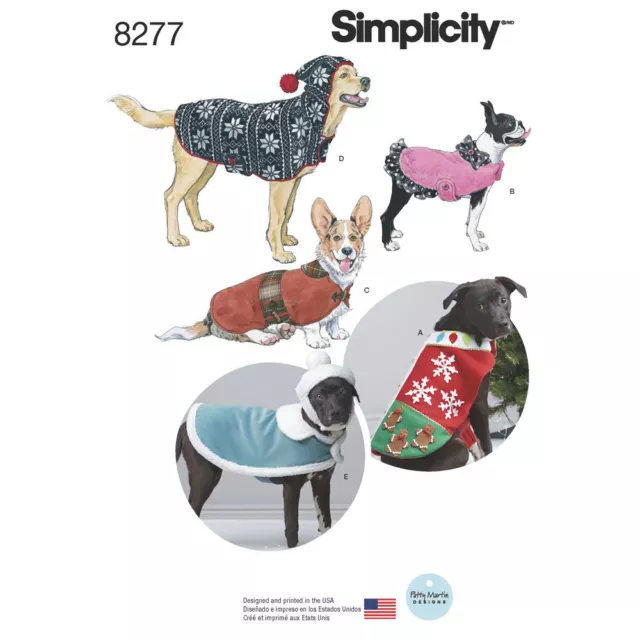 SIMPLICITY Sewing Pattern 8277  Pet Dog Animal  Coat, Hat, Sweater s-m-l