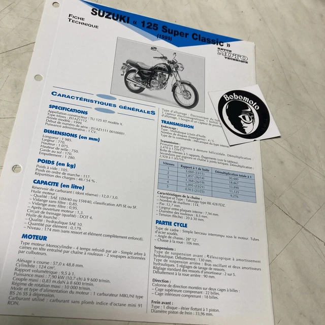 Suzuki 125 Super Classic 1999 TU125XT Scheda Tecnica Moto Pistone TU125 Tu 125