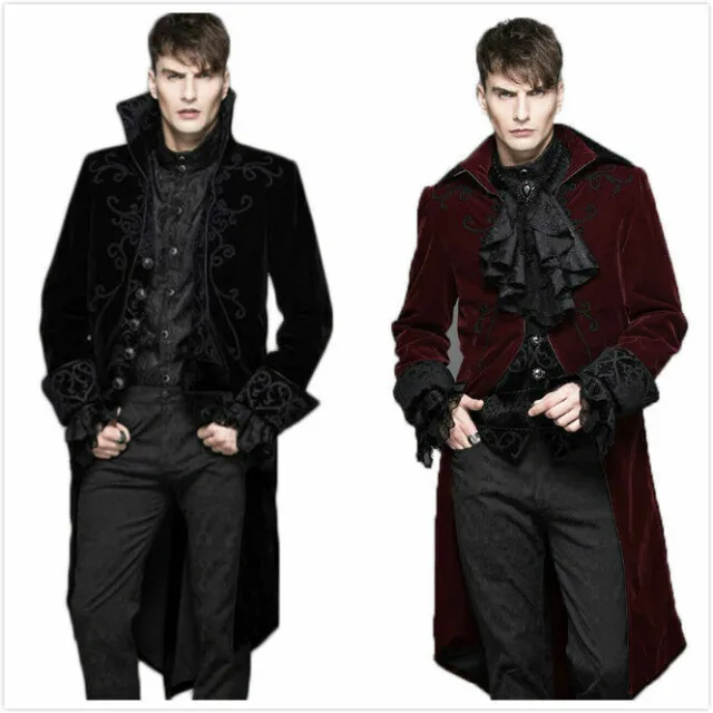 Devil Fashion Mens Long Goth Steampunk Winter Coat Jacket & Armour Harness  Black