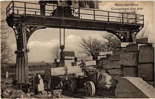 CPA MERY-sur-OISE Loading a Block on Truck (860776)