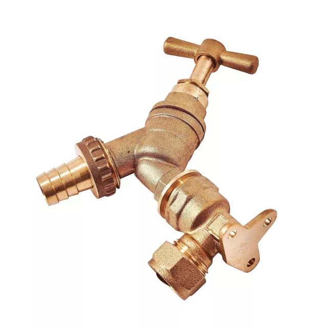 Outdoor Garden Tap Hose Union Bib Tap1/2″ x 3/4″ Brass Kit with Wall Plate Elbow