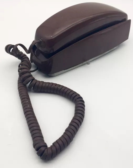 Vintage Western Electric Trimline Chocolate Brown Push Button Phone Wall Model