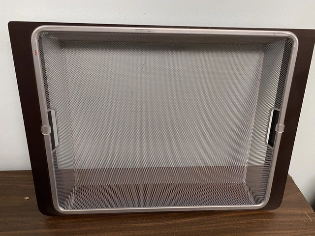 ELFA Closet System Mesh Silver Runner  Drawer Bin Walnut Frame 20.75”x16”x3D