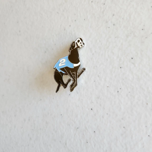 Vintage Racing Greyhound Dog Number 2 Blue Enamel Lapel Pin