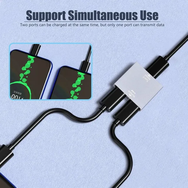 USB C Buchse zu 2x USB C Buchse Typ-C USB-C Splitter Ladegerät Conventer Adapter