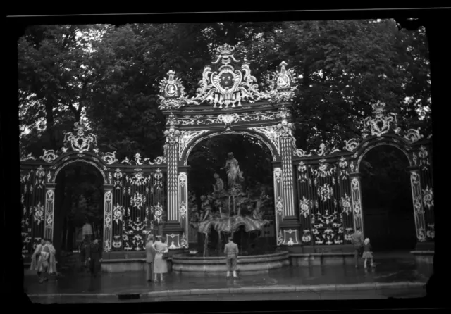 Nancy Fountain Grilles Place Stanislas- Antique Negative Photo an.1950
