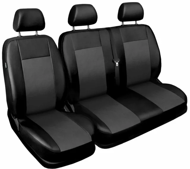 Van seat covers fit Mercedes Viano 2+1  black / grey ECO LEATHER