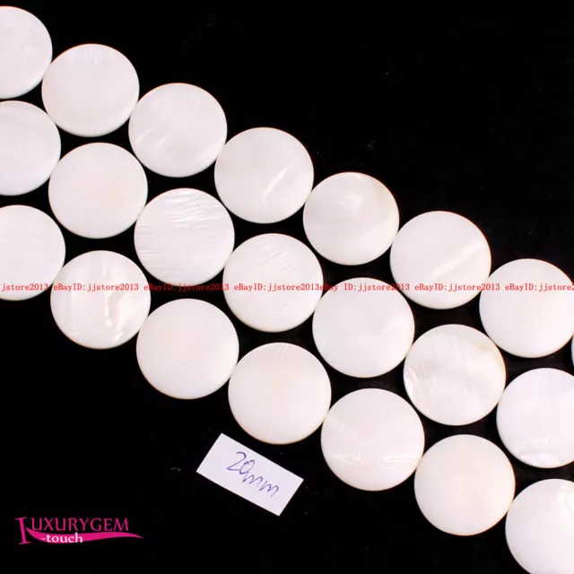 11-30mm White Natural Shell Coin Shape DIY Gems Jewelry Loose Beads 15 Inch