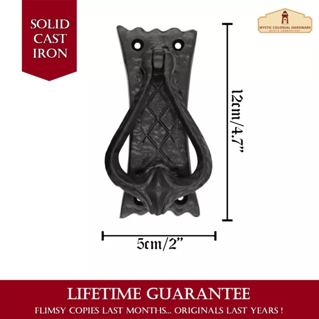 Door Knocker Cast Iron Gothic Victorian Style Solid Entrance Accessory Black 2