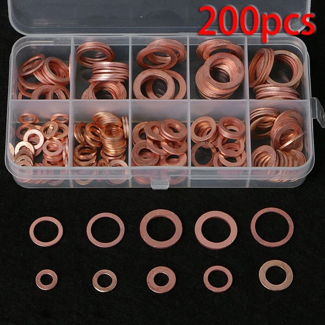 Kit Joint Rangement Support Moteur Machines 200Pcs 9 Tailles Cuivre Laveurs