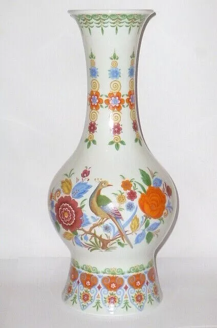 Alte 36 cm große Lindner Vase Porzellanvase Porzellan Blumenvase China Motiv RAR