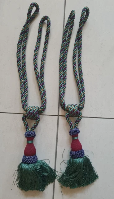 Pair Tassel Curtain Holdbacks Rope Tie Backs Tassel Tiebacks Beaded Ball Decor