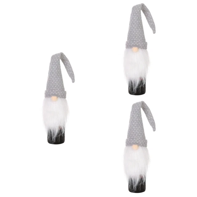 3 piezas Vino de Navidad Botella Barba Blanca Santa Claus Champagne Frasco