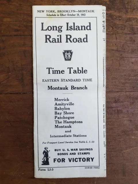 Oct 19 1943 LIRR Long Island Railroad SYSTEM Timetable Schedule WWII Victory