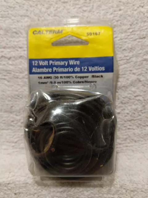 Calterm 12 Volt Primary Wire 16 AWG/30Ft./Cooper/Black 50167