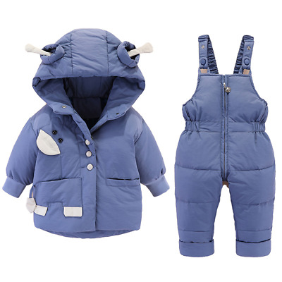 Children Kids Cartoon Animal Down Hooded Coat Jackets+jumpsuit Toddler Snow Ski