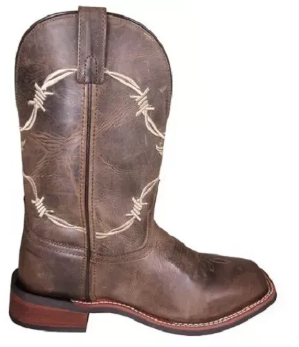 NEW! Smoky Mountain Boots Men's Western Cowboy Leather - Brown - Square Toe Barb