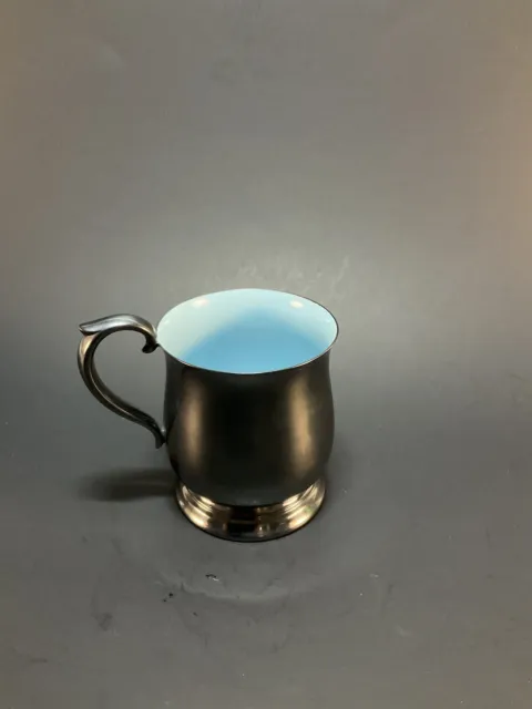 Vintage Reed & Barton Silver Plate & Blue Enamel Handled Baby Cup Mug