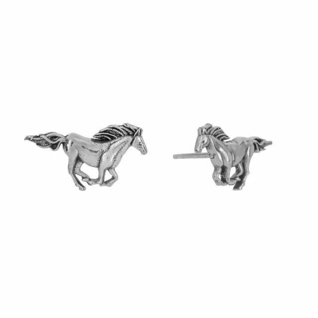 Silverly Argent .925 Détaillé Courir Cheval de Course Clous Boucles d'Oreilles