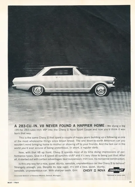 1964 Chevrolet Chevy II Nova Original Advertisement Print Art Car Ad J909