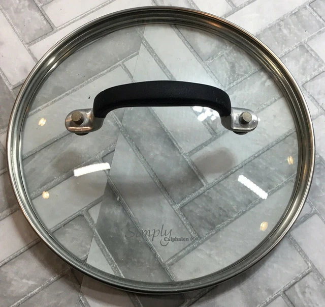 Simply Calphalon Replacement Tempered Glass Lid 6" Rubber Grip Stainless Cooking
