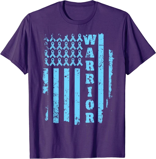 Prostate Cancer Awareness Blue Ribbon Flag Warrior Unisex T-Shirt