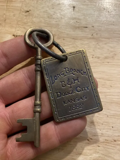 Hotel Motel Room Key DODGE CITY Tag Skeleton Brothel Patina Collector Set METAL